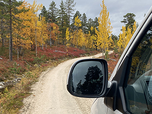 Hetta Huskies transfer vehicle on an Enontekiö road