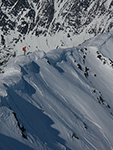 Back-country skiers ascending a wilderness slope