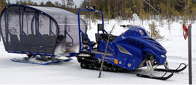 Heated bubble snowmobile sleigh