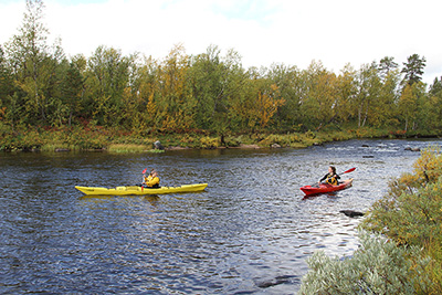 Kayaking on a wilderness river