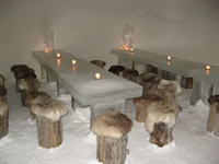 Hetta's snow castle illuminated interior