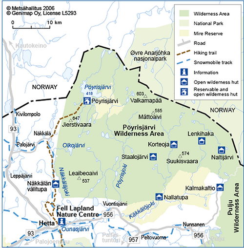 Pöyrisjärvi wilderness ski terrain